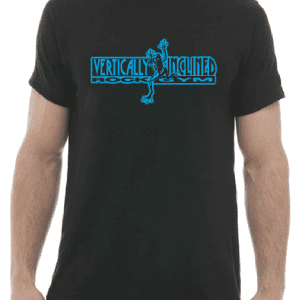 Vertically Inclined Rock Gym logo on shirt