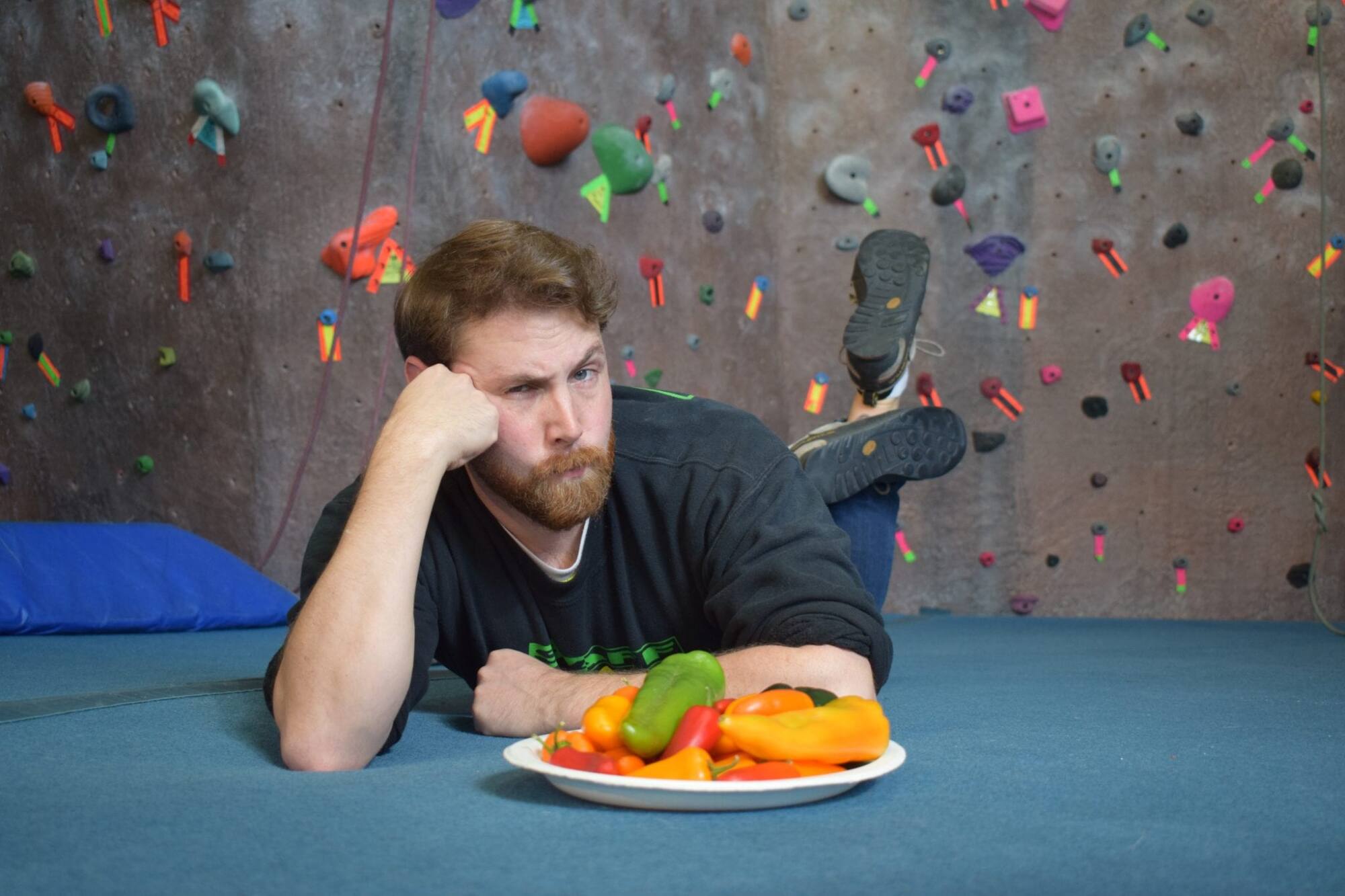 rock climber with peppers