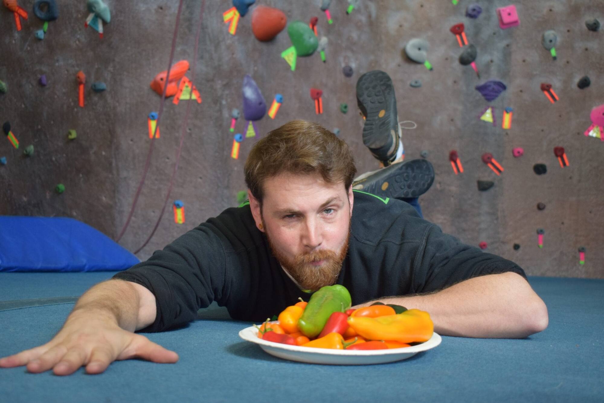 rock climber with peppers